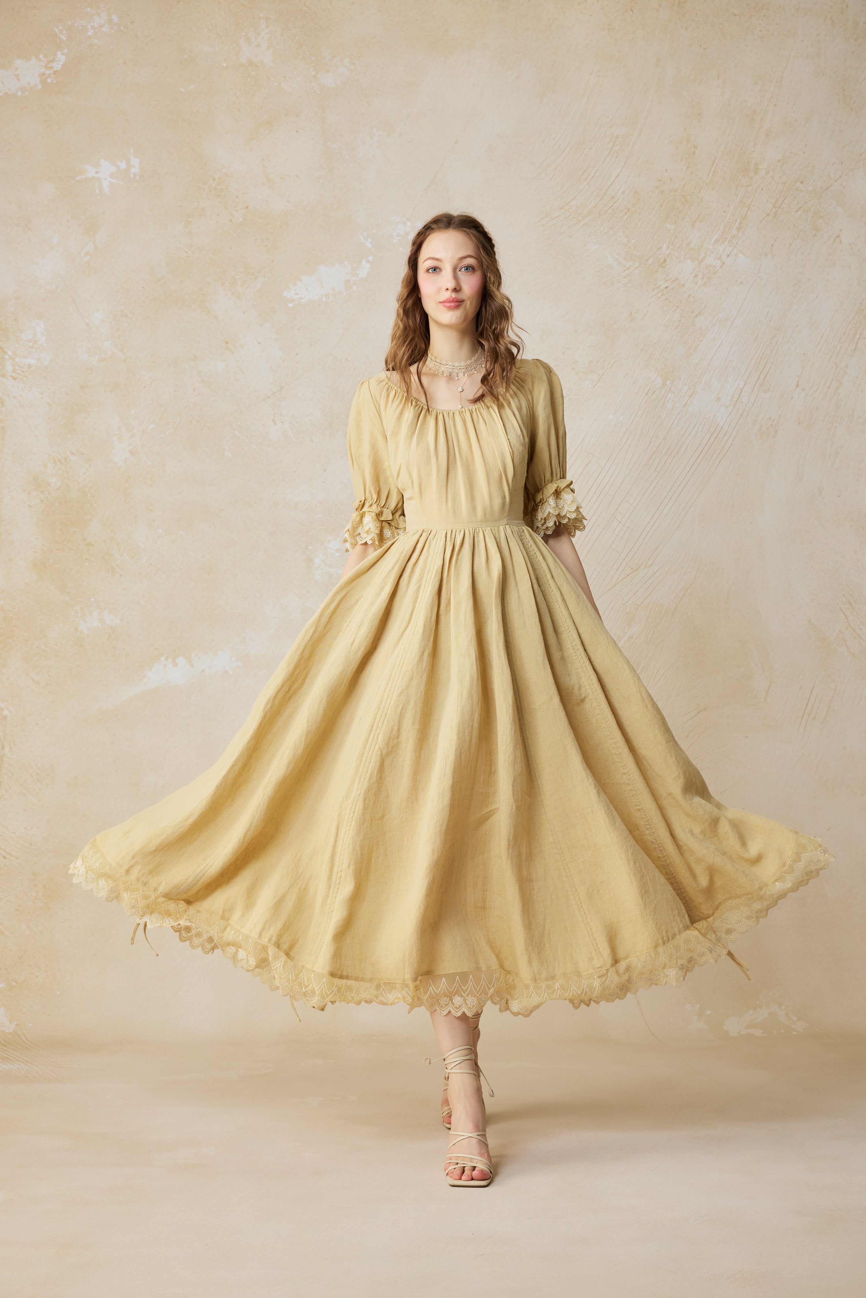 Elowen 27 | Lace Linen dress gown ( 2 way to wear ) – Linennaive