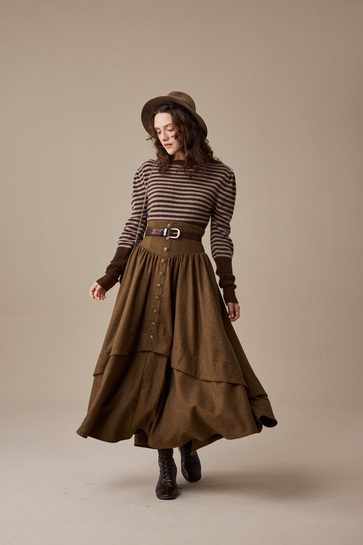 Christina 19 |Retro Layered Wool Skirt