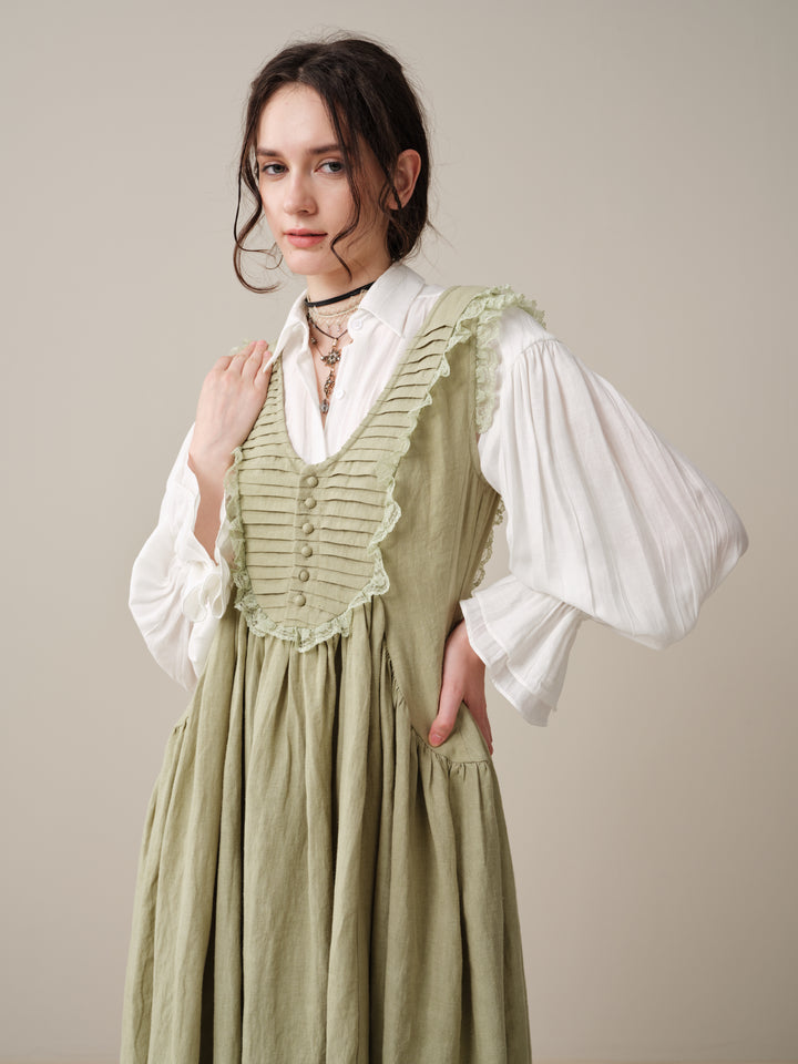 Edith 14 | Pleated Corset Linen Dress