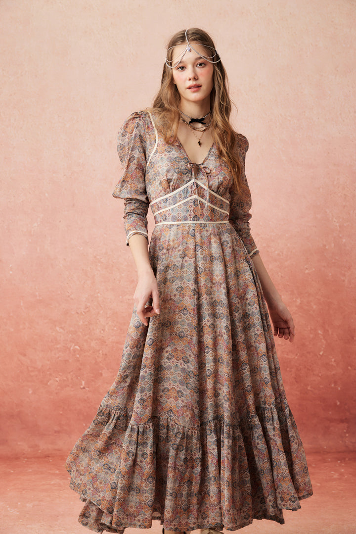 Chelse 19 |Longsleeved Linen Dress Gown