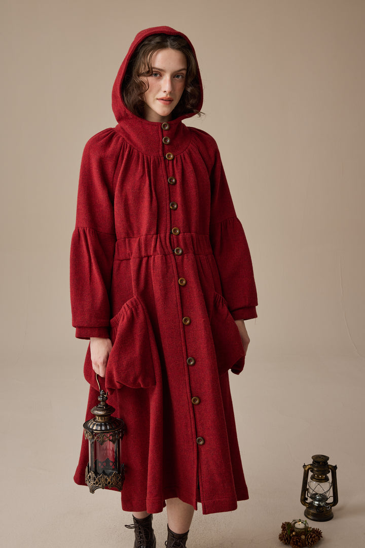 Melissa 28 |100% Wool Hooded Coat