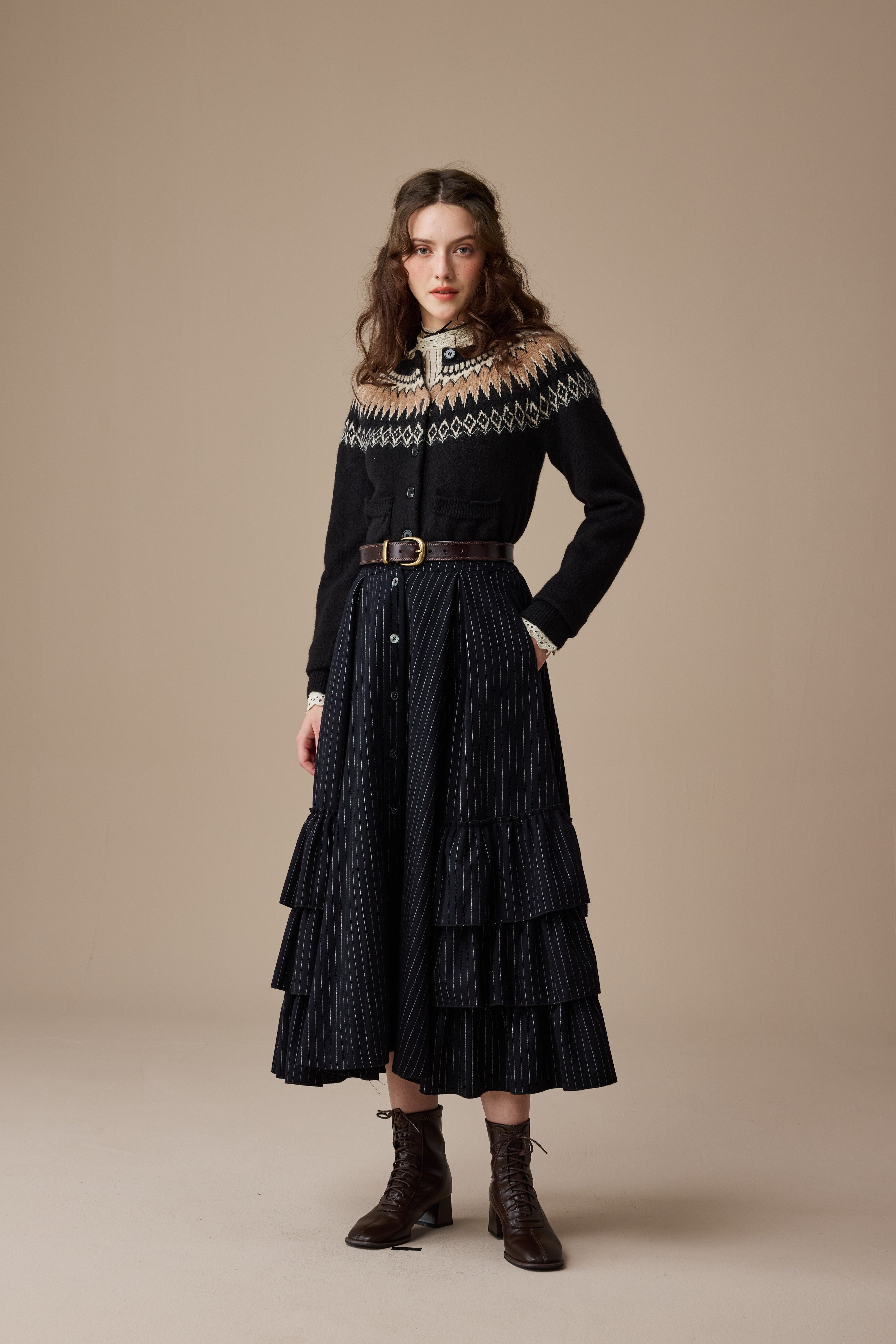 Kaite 18 |ruffled maxi wool skirt – Linennaive