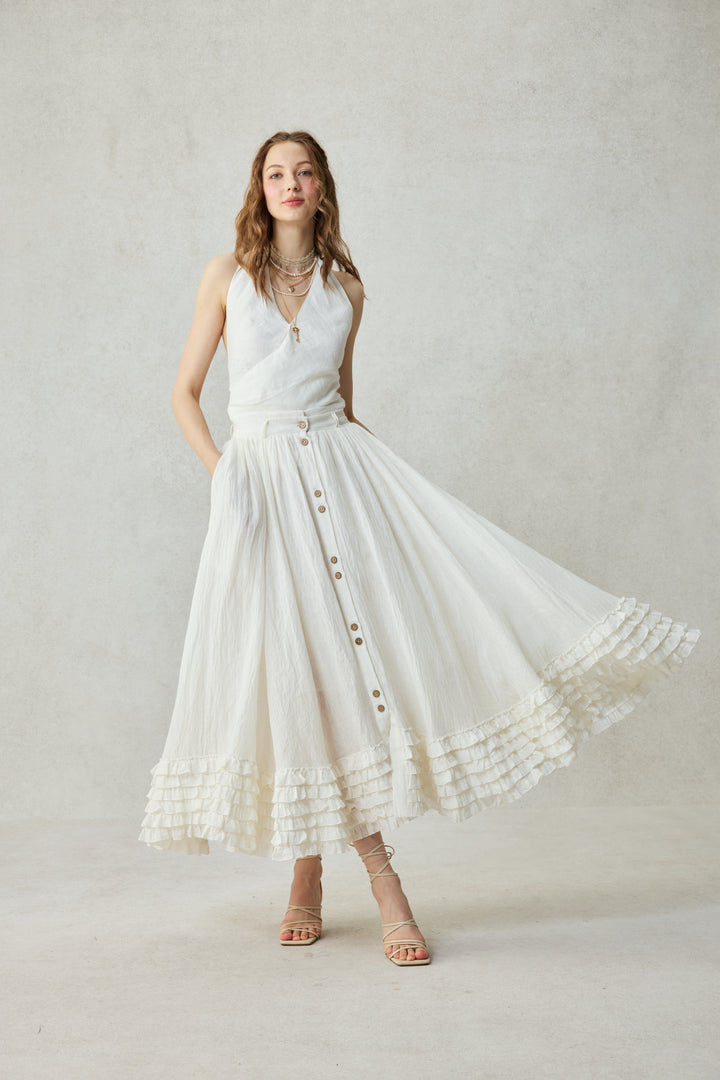 Muse 31 | Elegant halter linen blouse