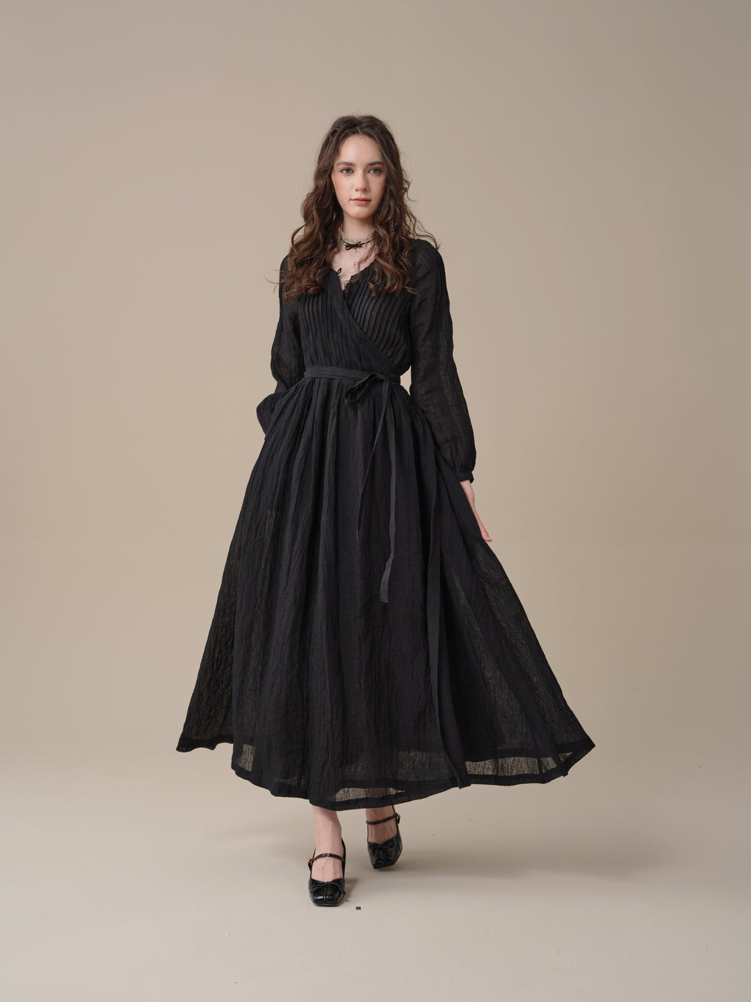 Bluebell 06 | Pintuck Linen Wrap Dress