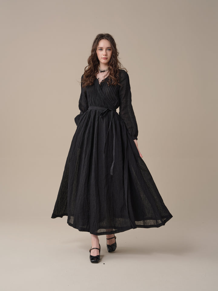 Bluebell 06 | Pintuck Linen Wrap Dress