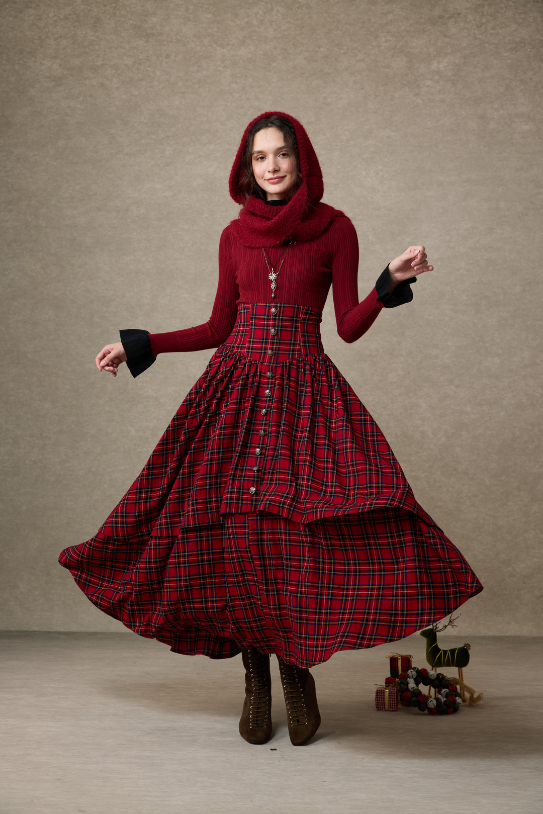 Christina 19 |Retro Layered Wool Skirt