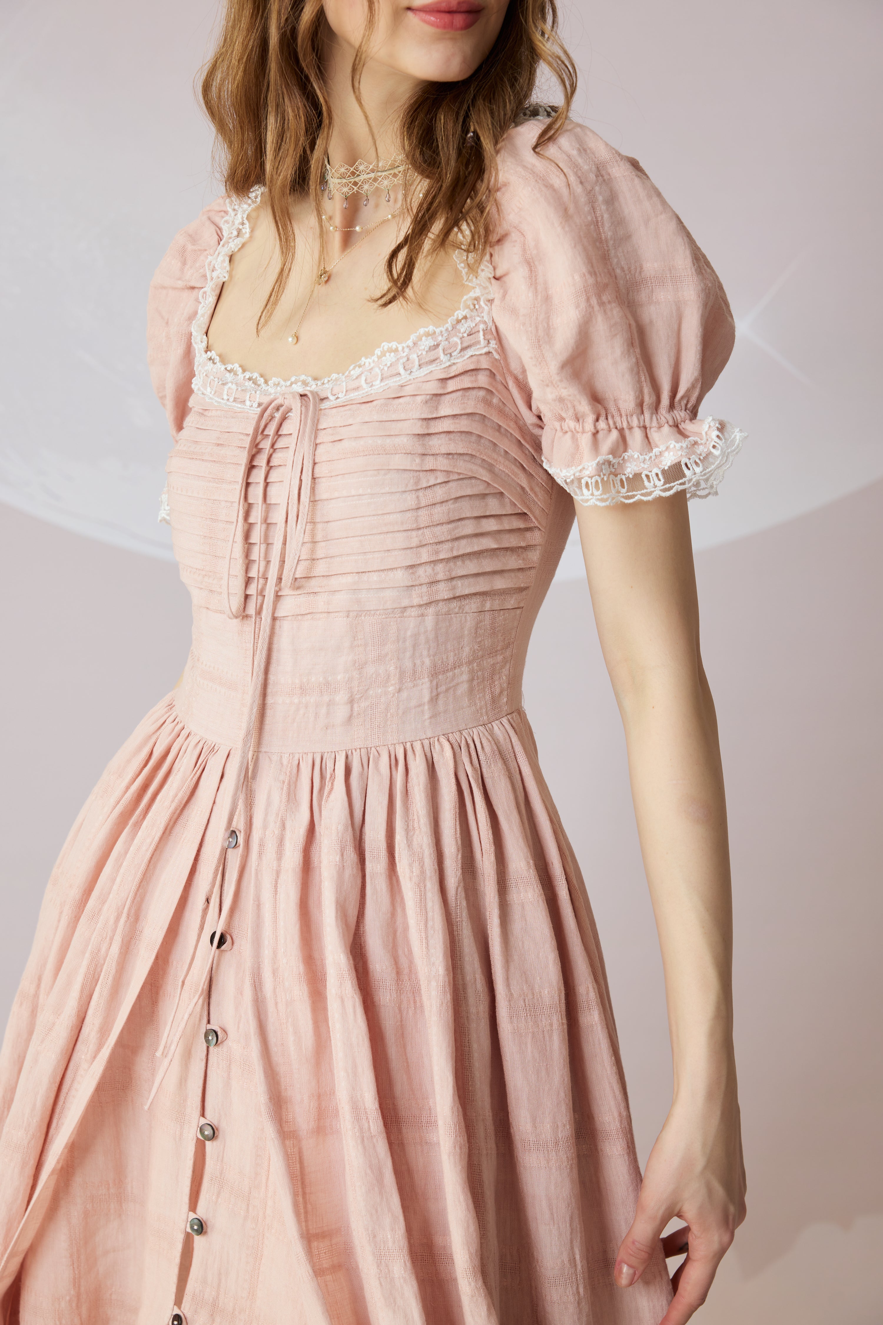 Monet Haze 26 | Fairy layered Linen Dress with pintucks – Linennaive