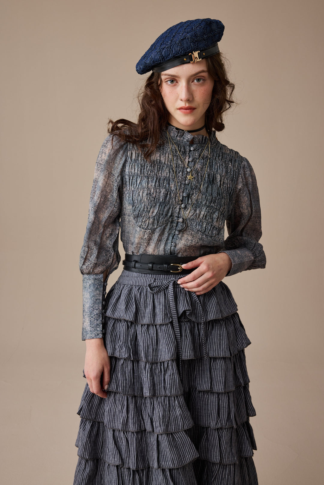 Ischia 14 | Layered petal linen skirt