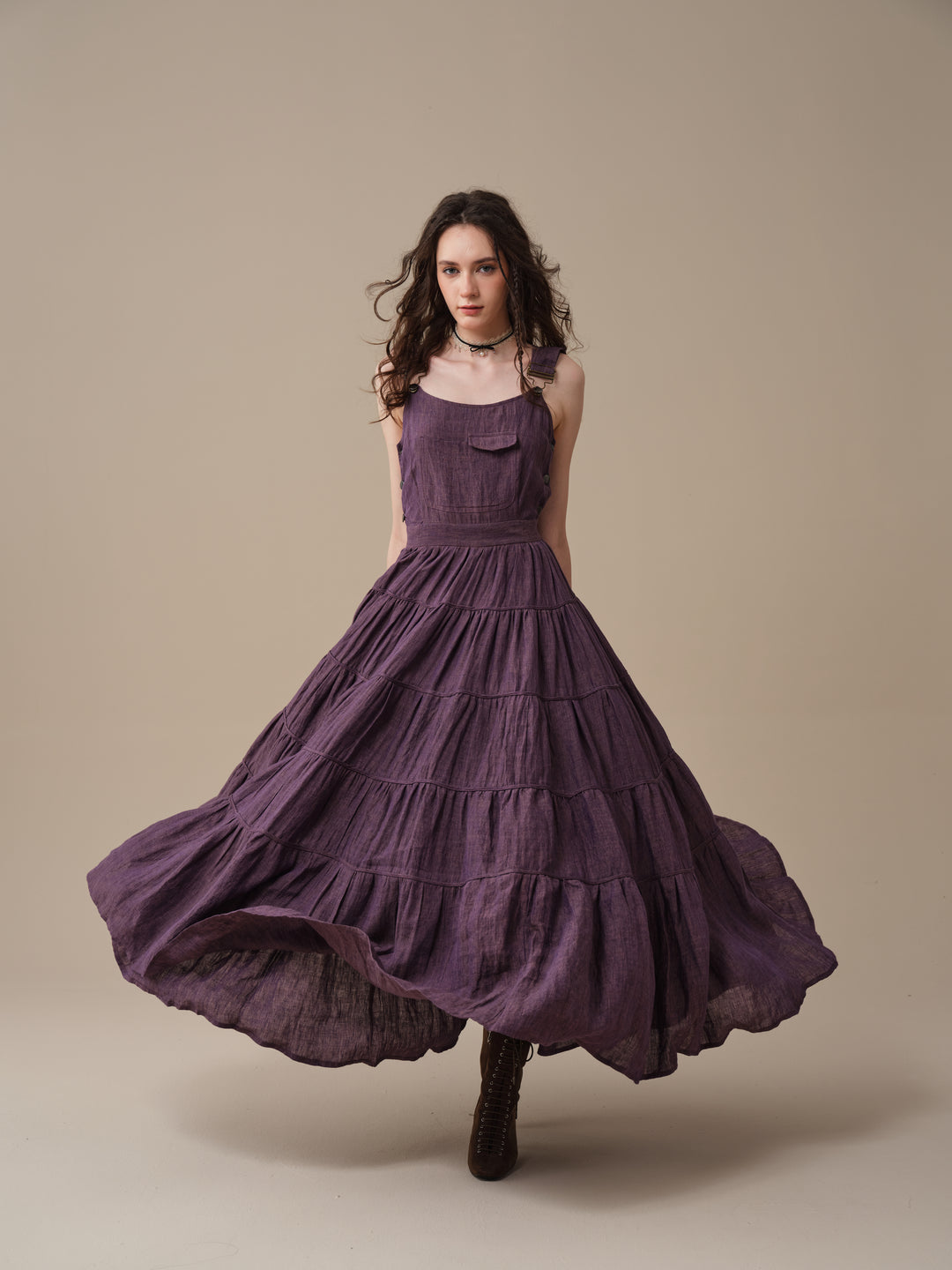 Heather 12 | Linen Apron Maxi Dress