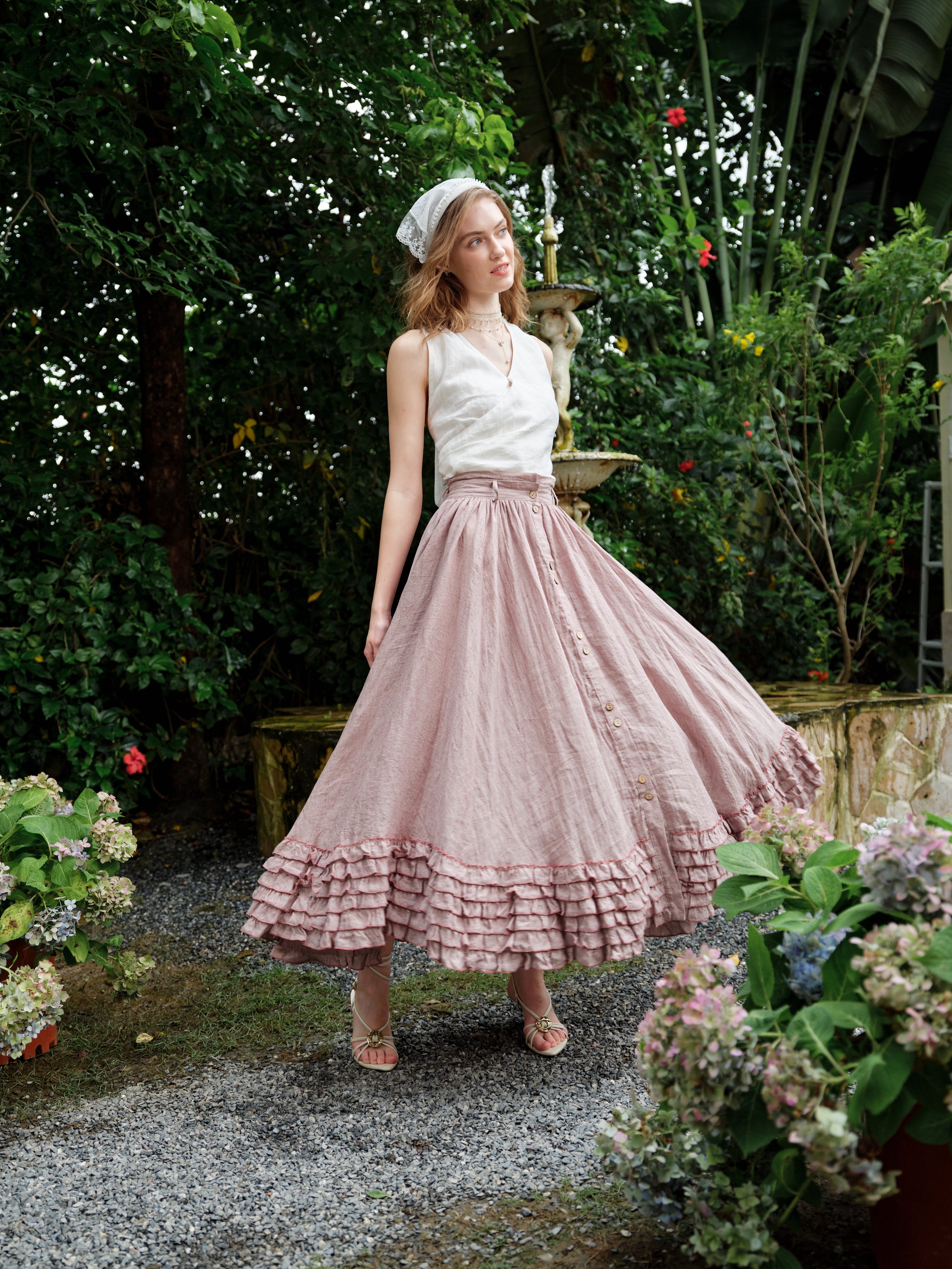 Dorothy 27 | Ruffled maxi linen skirt – Linennaive
