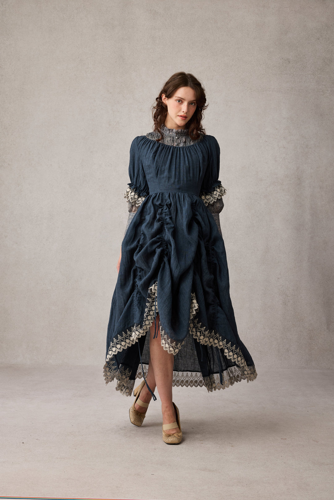 Elowen 27 | Lace Linen dress gown ( 2 way to wear ) Linennaive Elowen 27 | Lace Linen dress gown ( 2 way to wear ) Linennaive