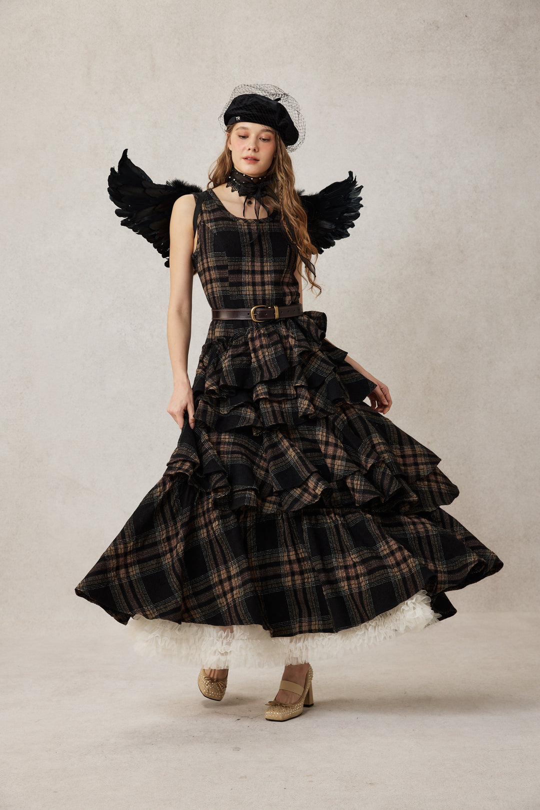 Offred 17 | 100% wool layered dress gown Teal Plaid / M Offred 17 | 100% wool layered dress gown Teal Plaid / M