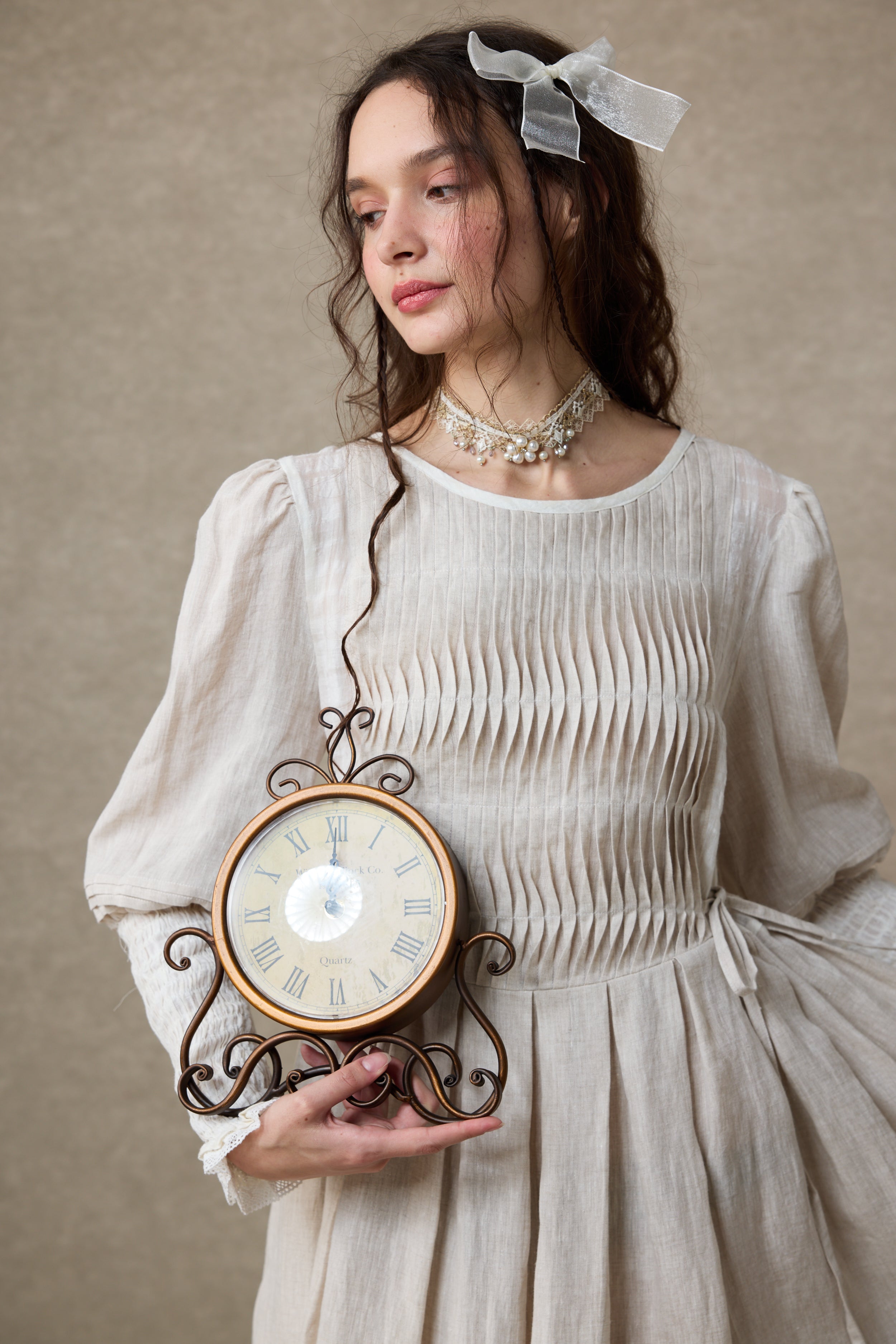 Eliana 15 | Pintucked Patchwork Linen Dress – Linennaive