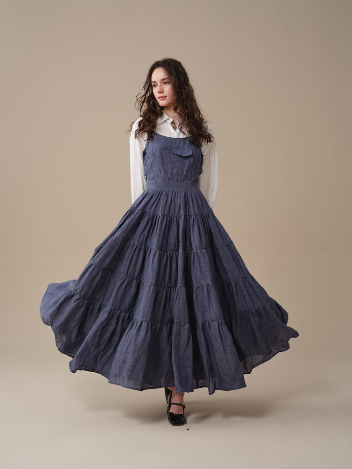 Heather 12 | Linen Apron Maxi Dress