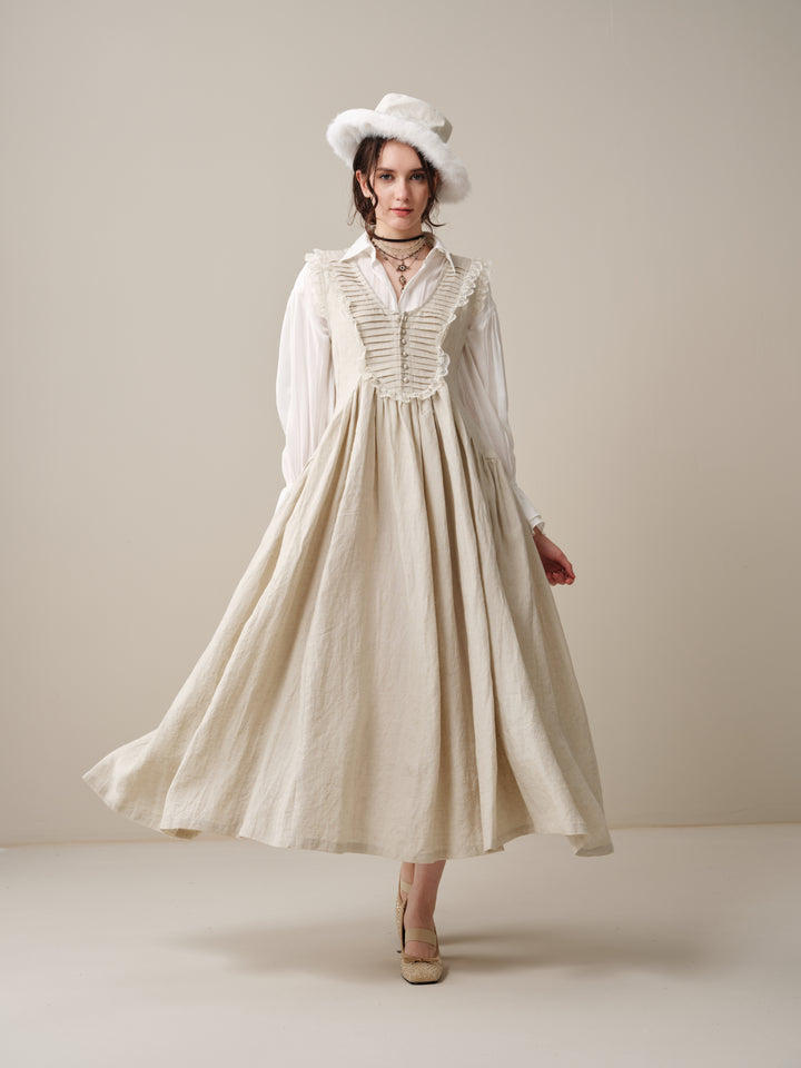 Edith 14 | Pleated Corset Linen Dress