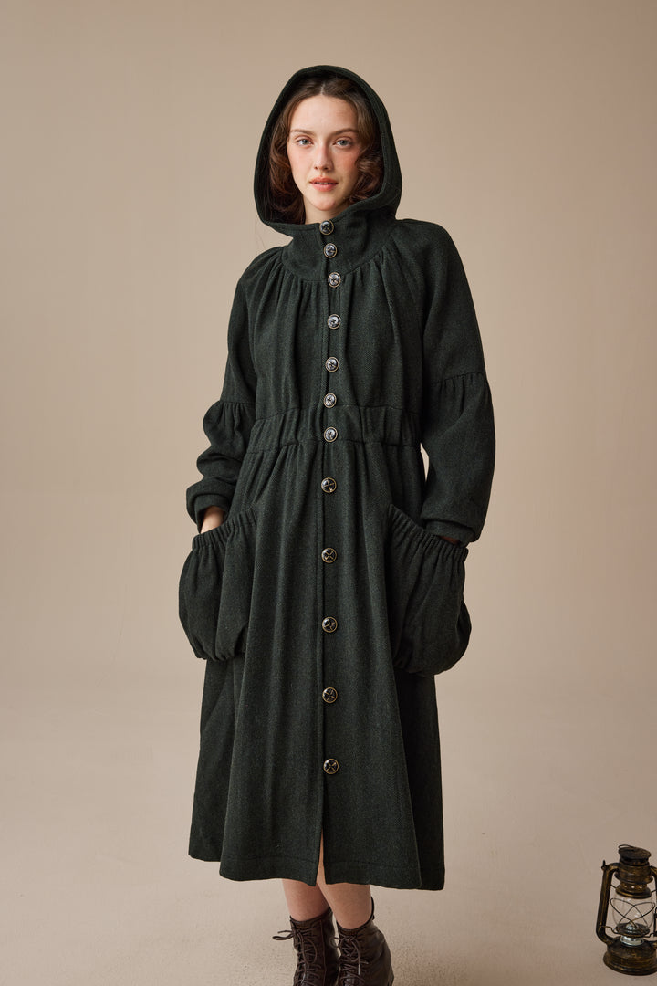 Melissa 28 |100% Wool Hooded Coat