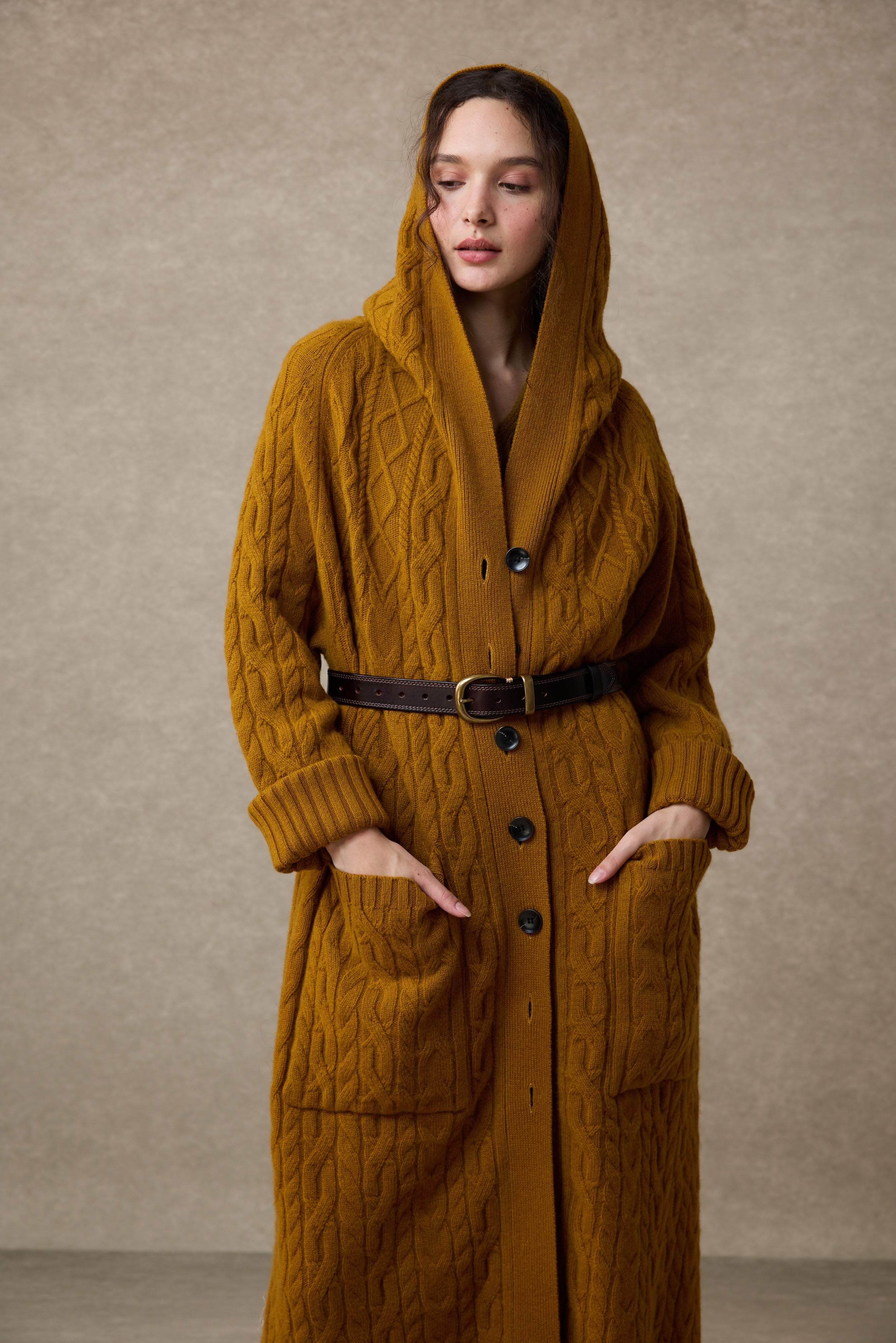 ジャケット・アウター ficce uomo archive Long coat knit hoodie Maxi Hooded Wool Coat Cloak (8 Colors) – Linennaive