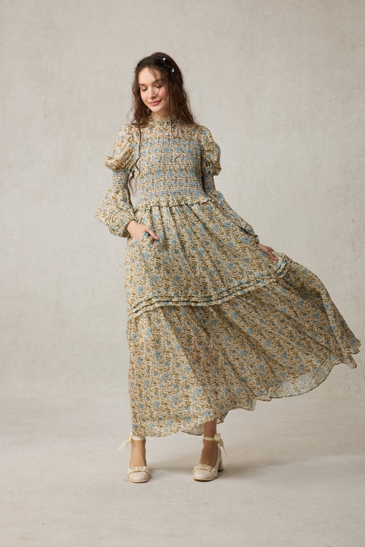 Jane 33 |Edward Smocking Linen Dress Chemise