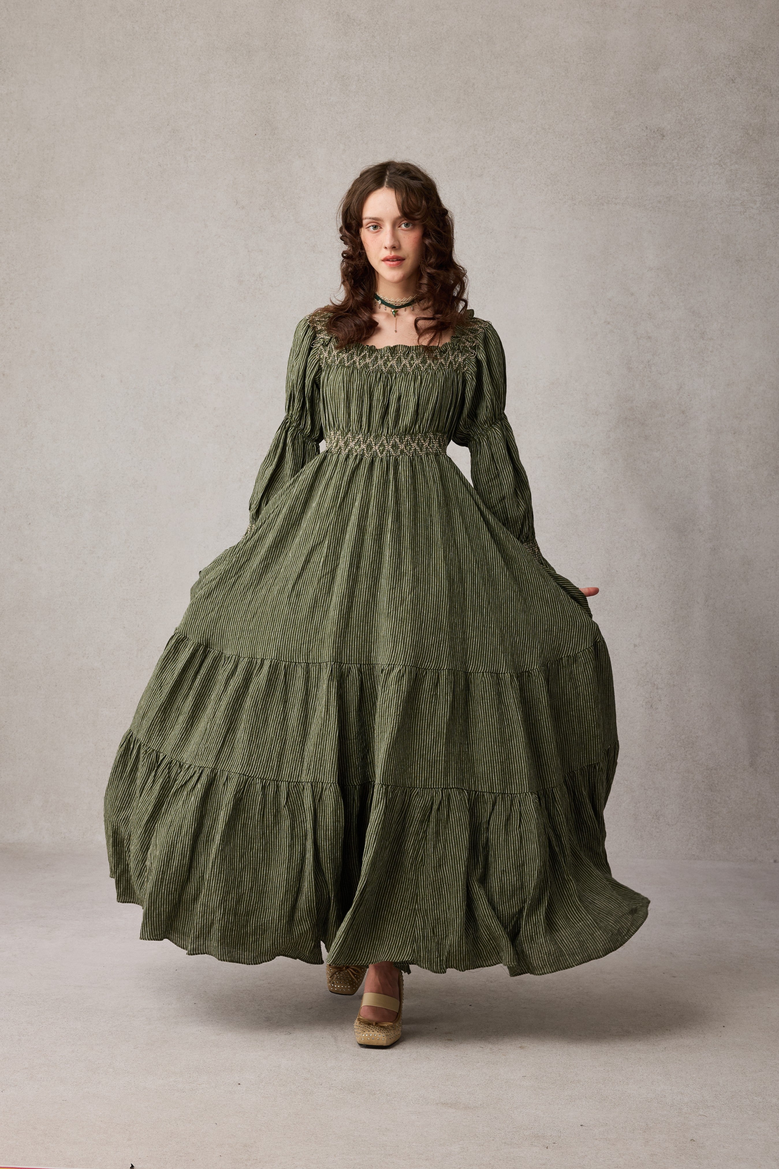 Cloud 21 | smocking embroidery linen dress – Linennaive