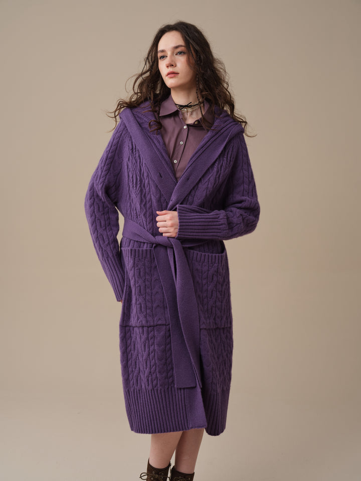 Hudson 15 | 100% wool hooded cardigan coat