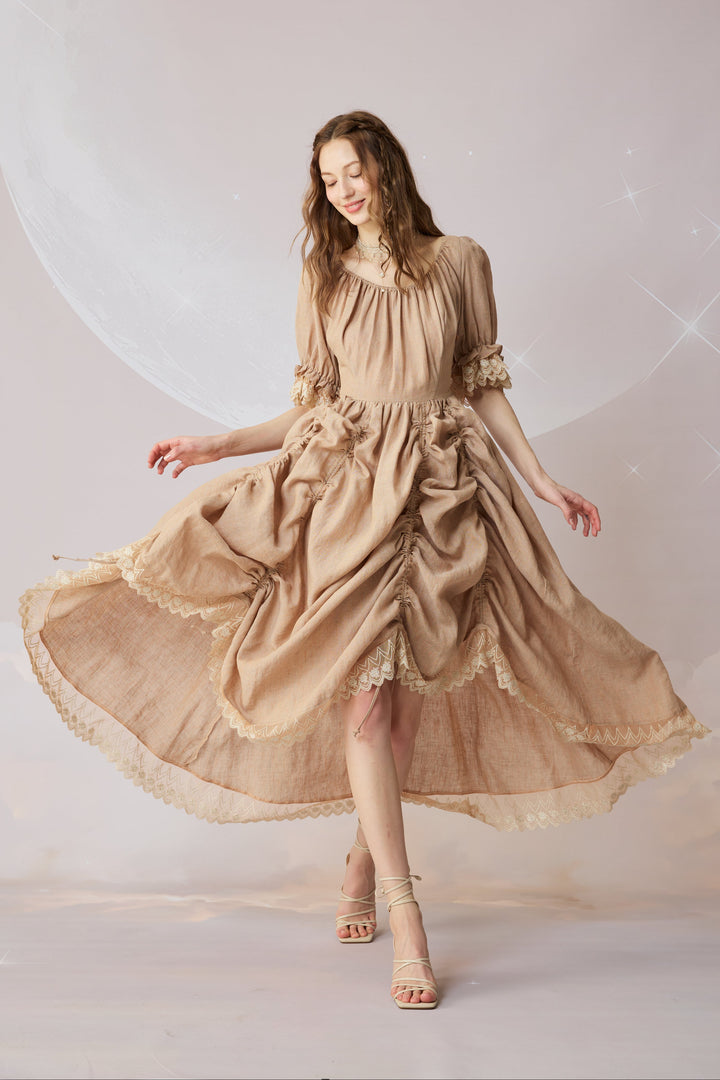 Elowen 27 | Lace Linen dress gown ( 2 way to wear )