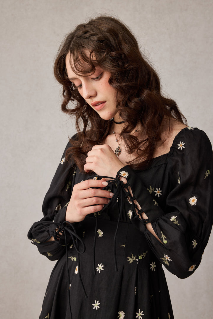 Phoenix 24 | Embroidery Daisy Linen Dress