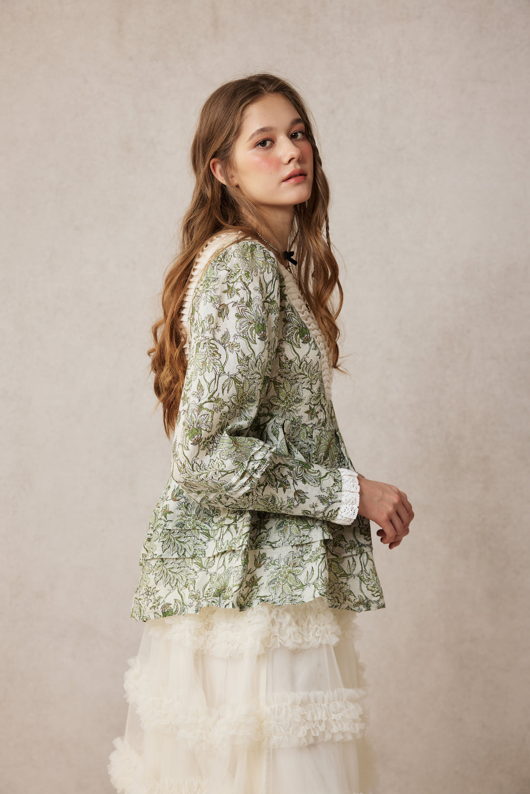 Lydia 18 | Linen Pintucked Puff Sleeve Blouse