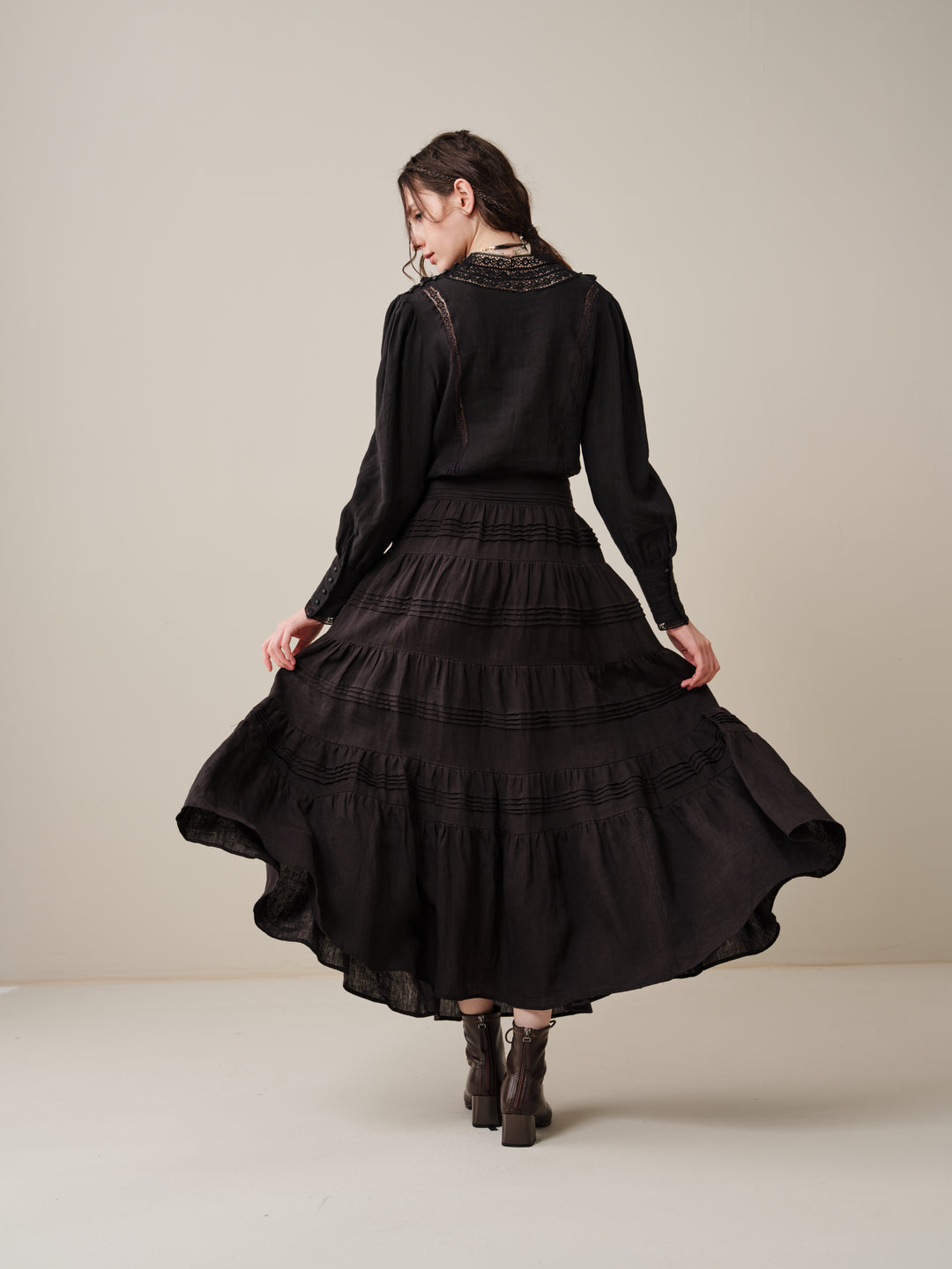Alice 12 |  Pintuck Linen Maxi Skirt