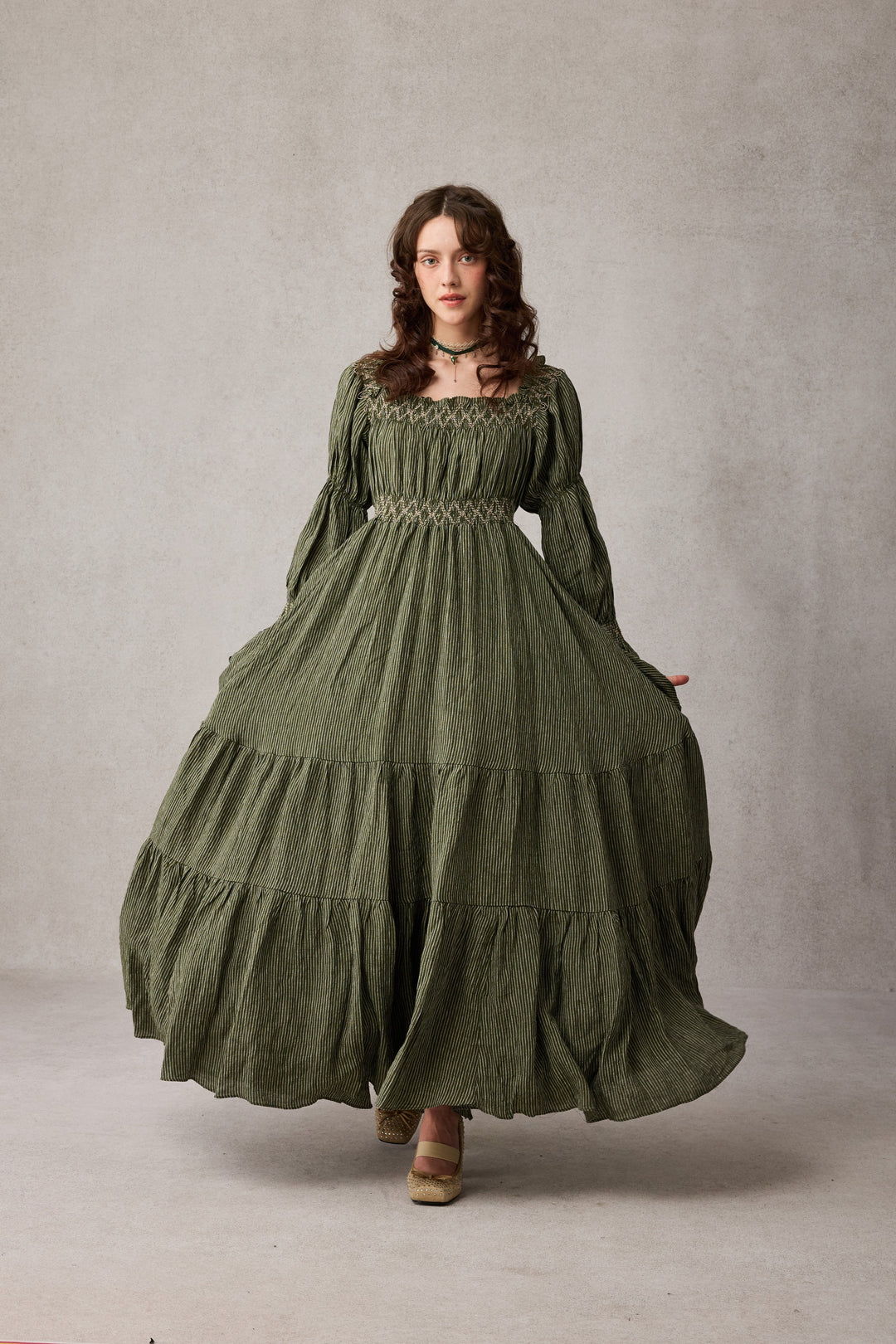 Cloud 21 | smocking embroidery linen dress