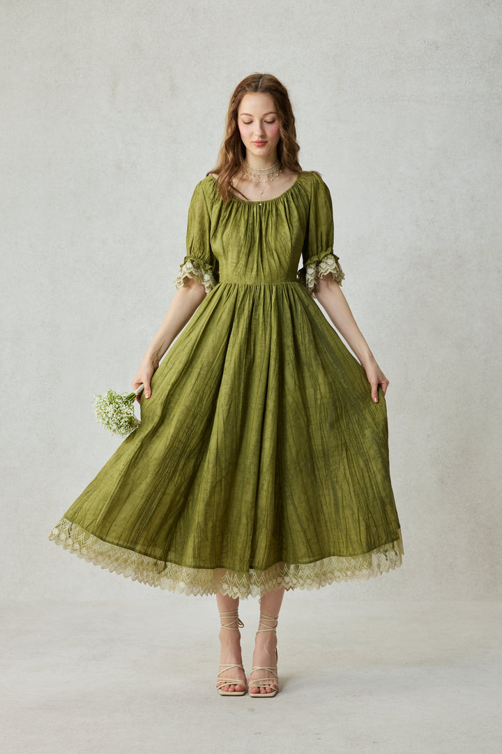 Elowen 27 | Lace Linen dress gown ( 2 way to wear )