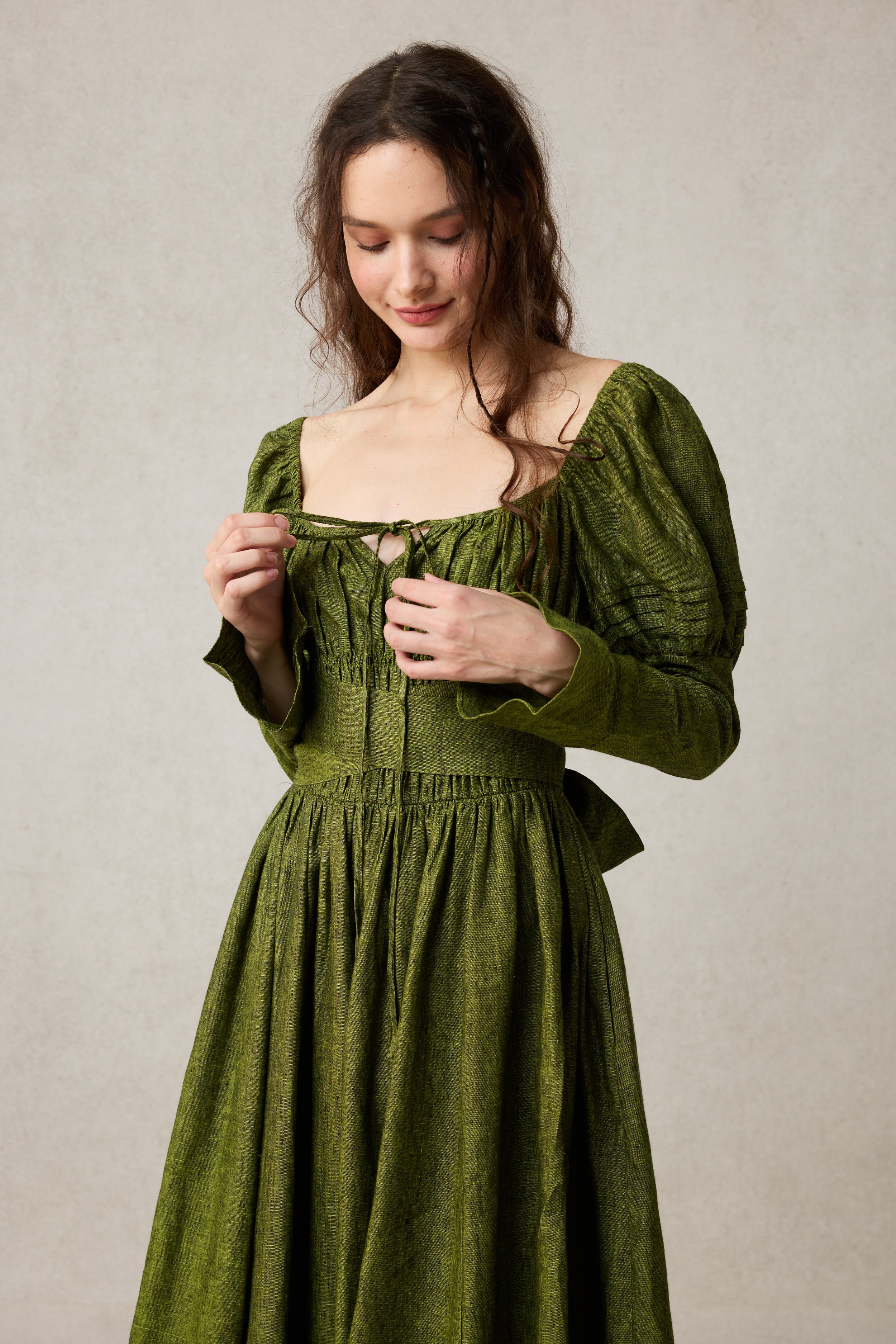 Paisley 11 | Elegant Floral Linen Dress – Linennaive