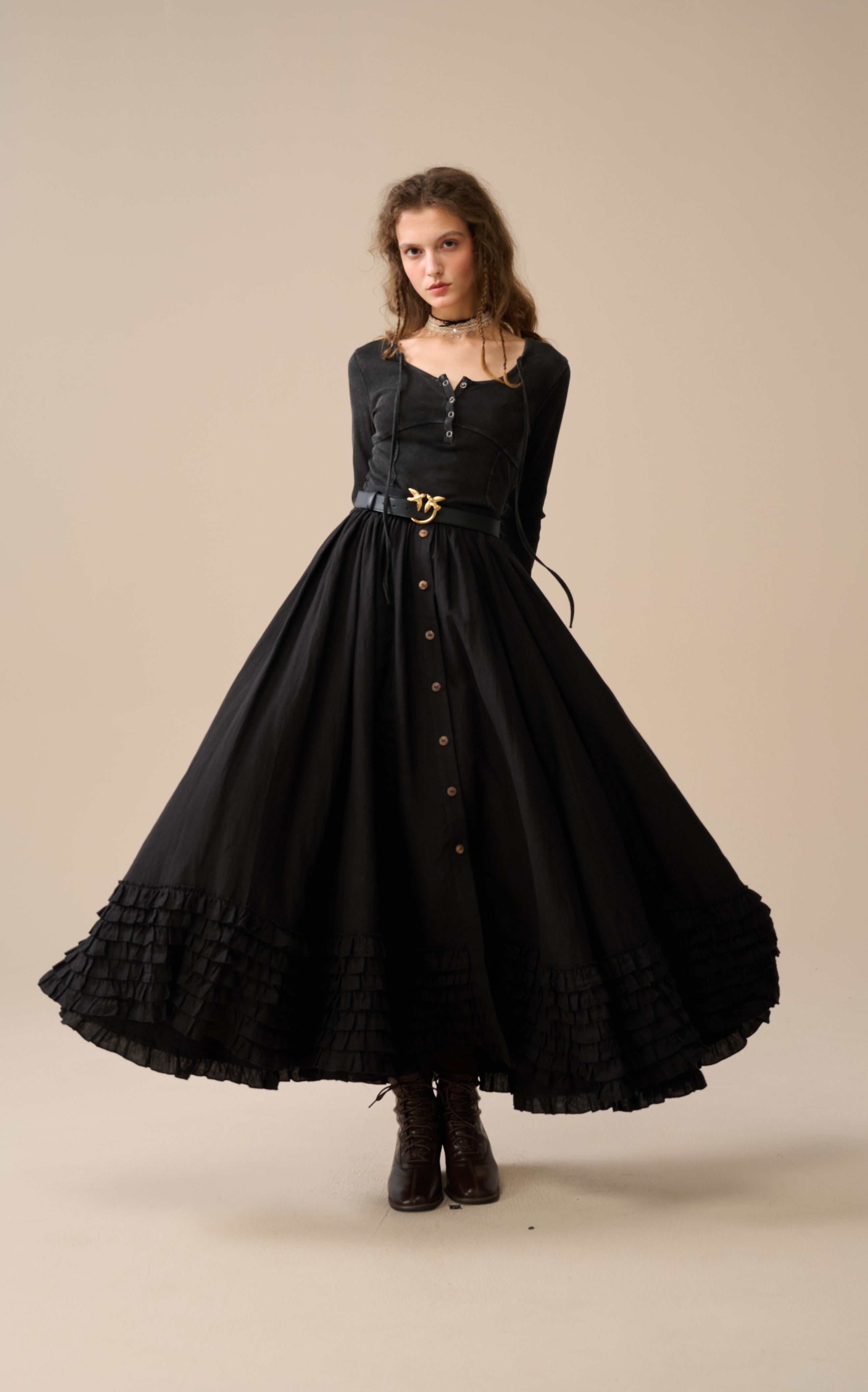 Dorothy 27 | Ruffled maxi linen skirt – Linennaive