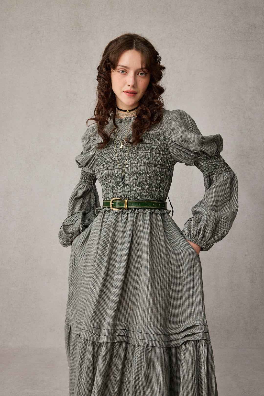 Jane 33 |Edward Smocking Linen Dress Chemise