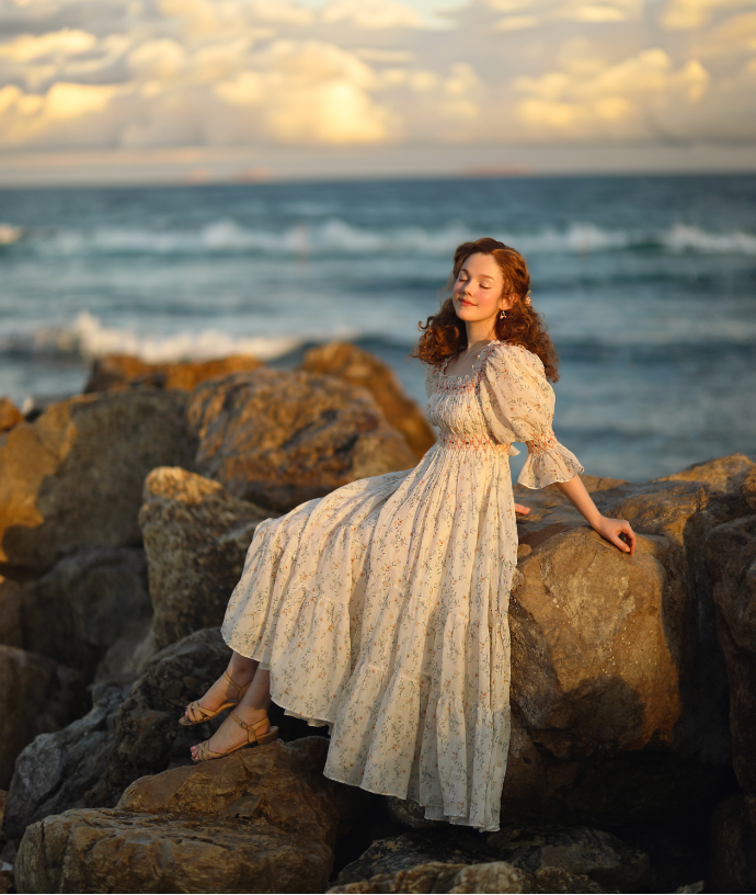 Cloud 21 | smocking embroidery linen dress