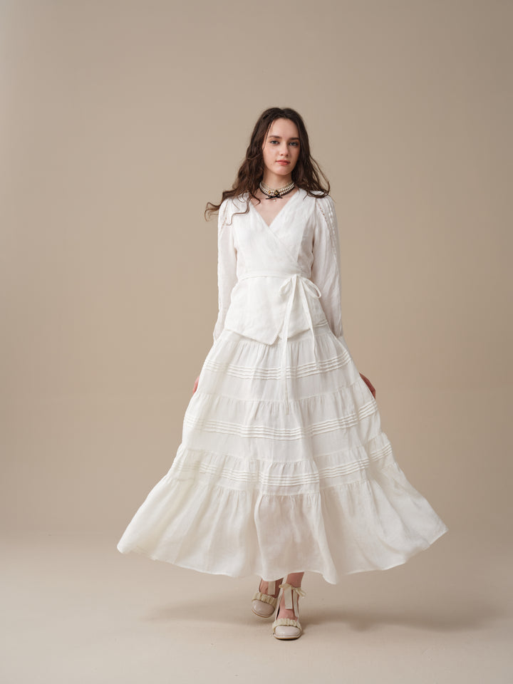 Marguerite | Soft Linen Wrap Blouse