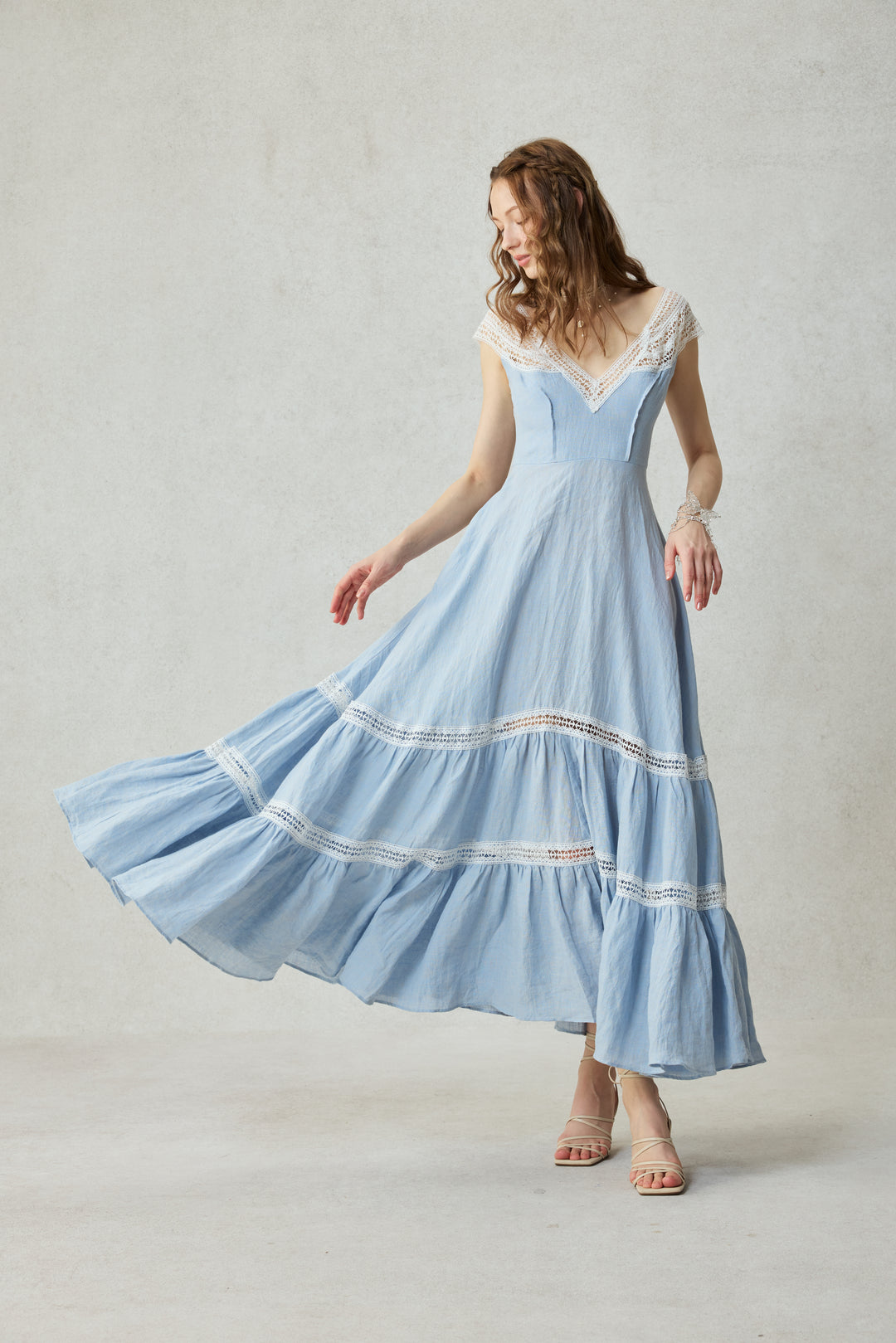 Cherry Tree 25 | Lace Linen flared dress