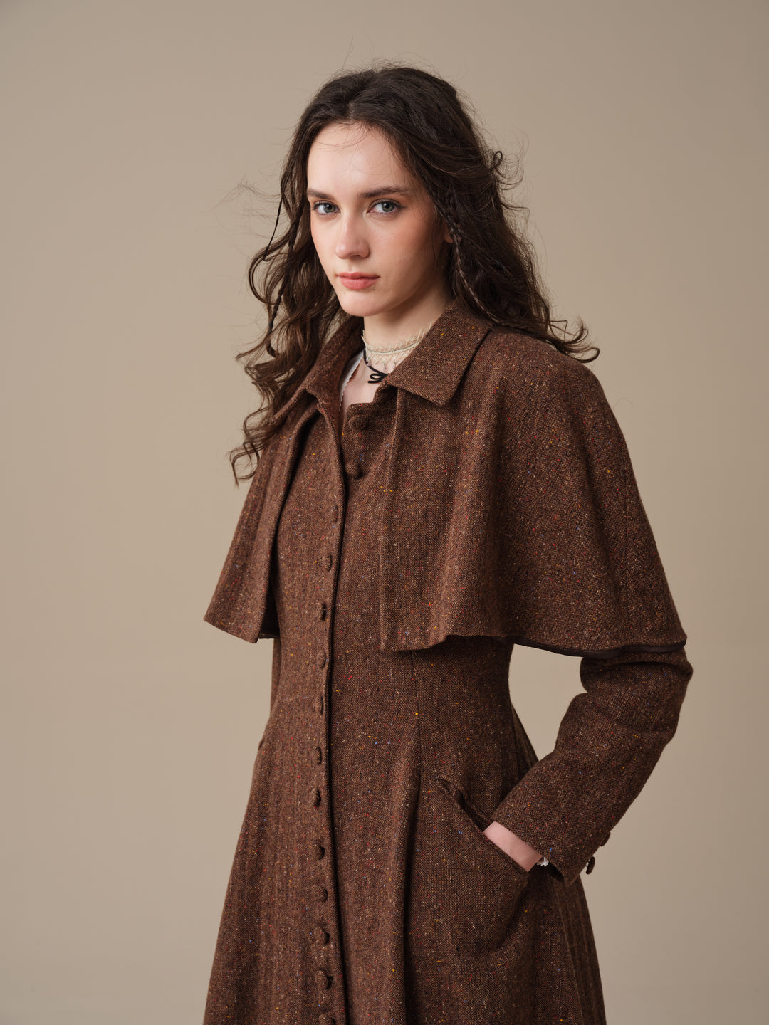 Charlotte 01 | 100% Wool Cape Trench Coat