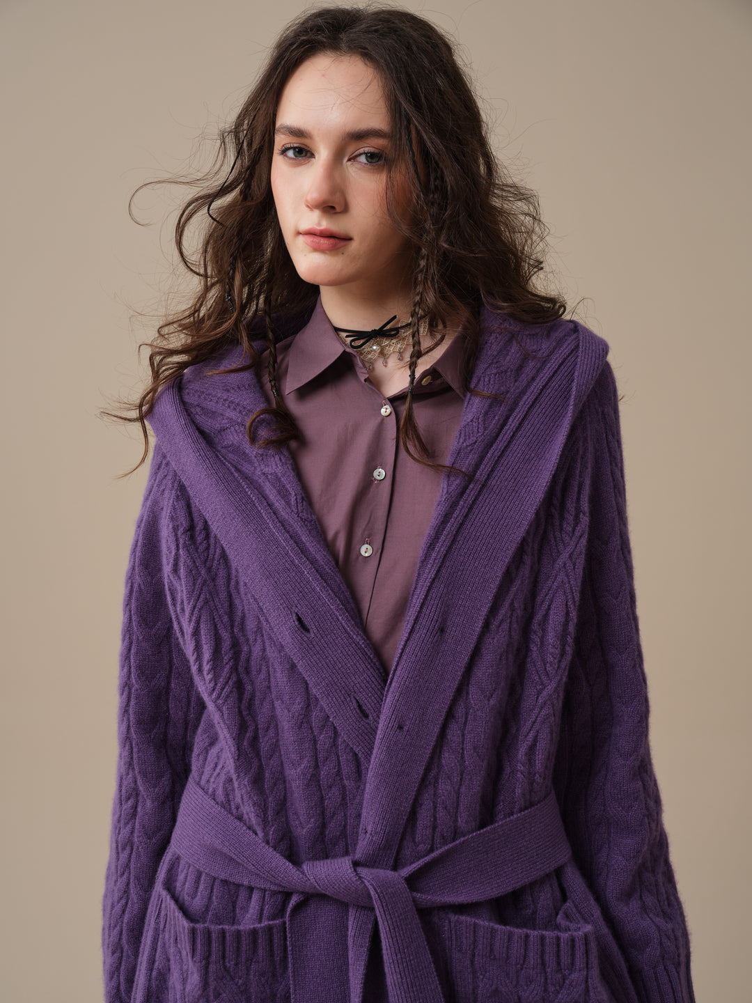 Hudson 15 | 100% wool hooded cardigan coat