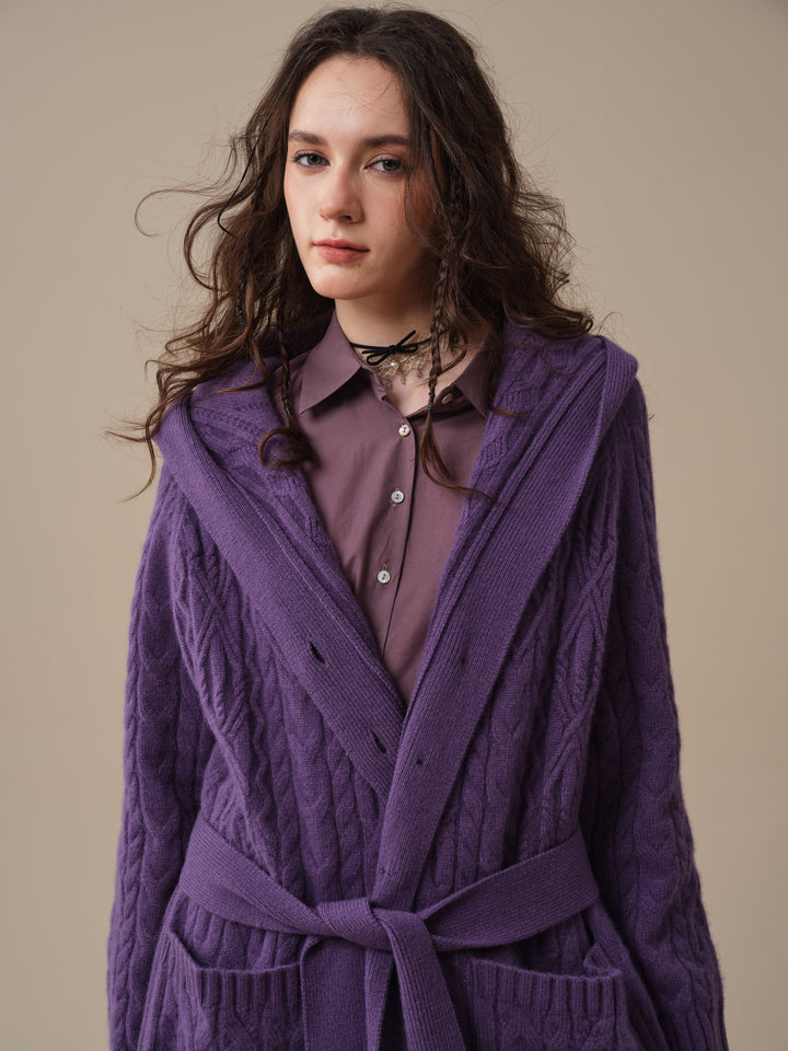 Hudson 15 | 100% wool hooded cardigan coat