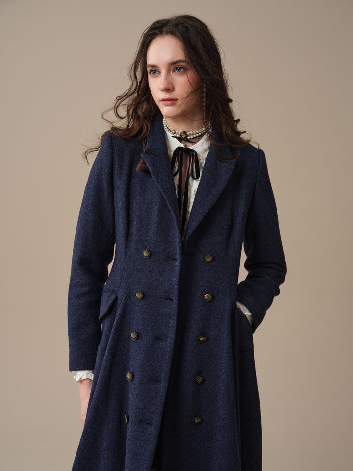 Mabel 01|Double breasted 100% wool coat