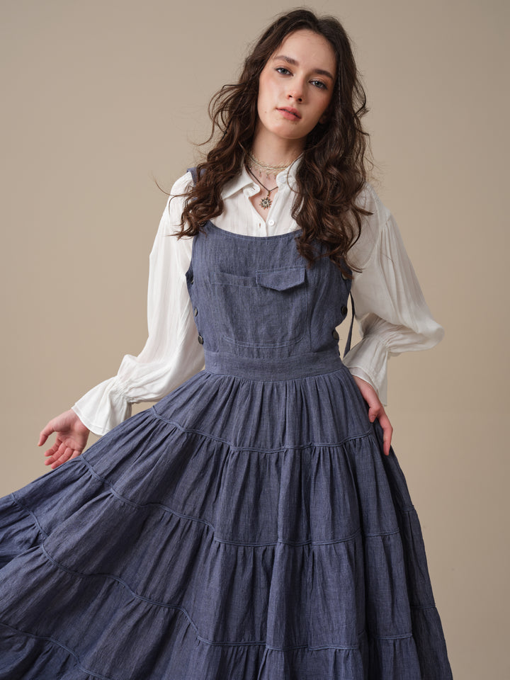 Heather 12 | Linen Apron Maxi Dress