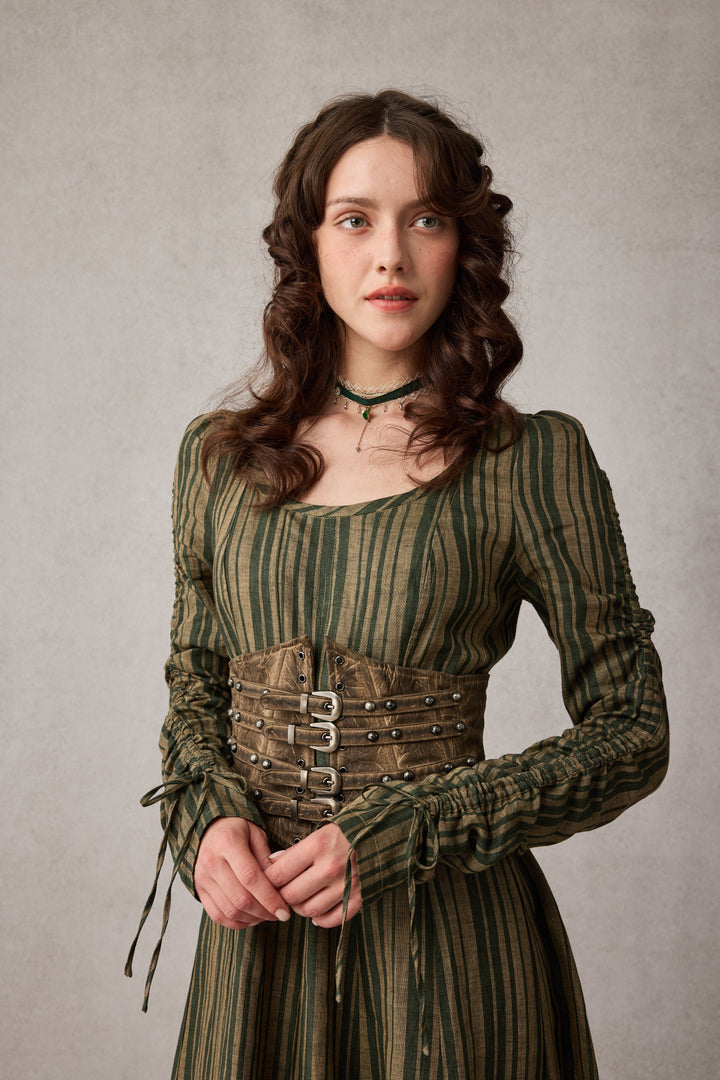 Leather underbust corset belt