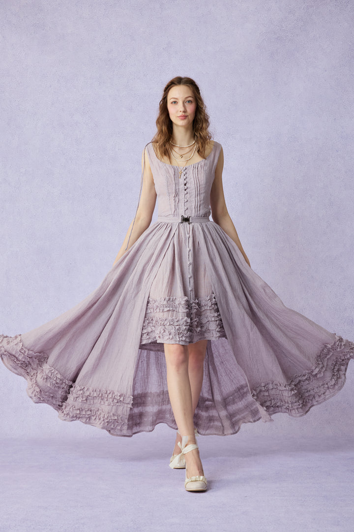 Wearable Poetry 17 | Ruffled linen dress & skirt （2 pieces)