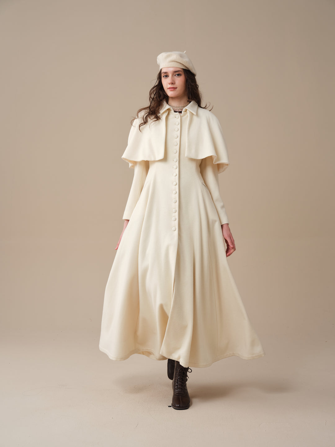 Charlotte 01 | 100% Wool Cape Trench Coat