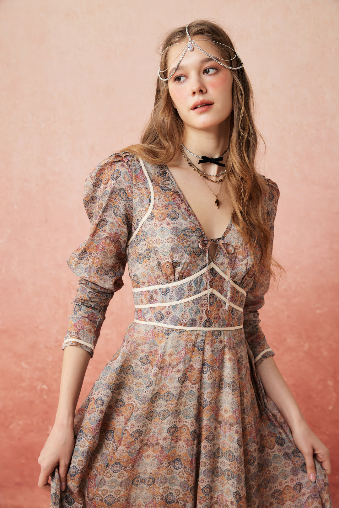 Chelse 19 |Longsleeved Linen Dress Gown