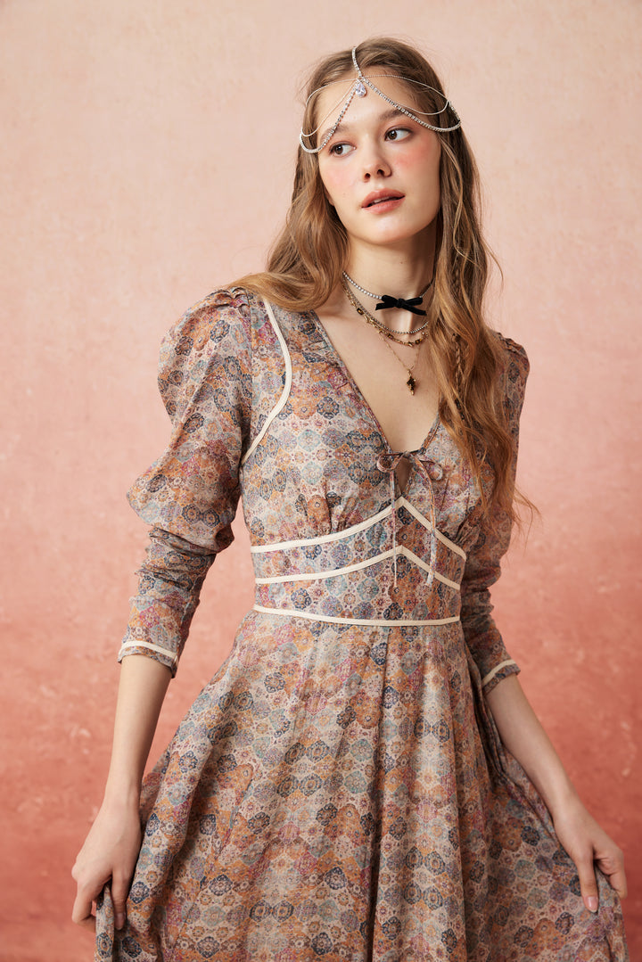 Chelse 19 |Longsleeved Linen Dress Gown