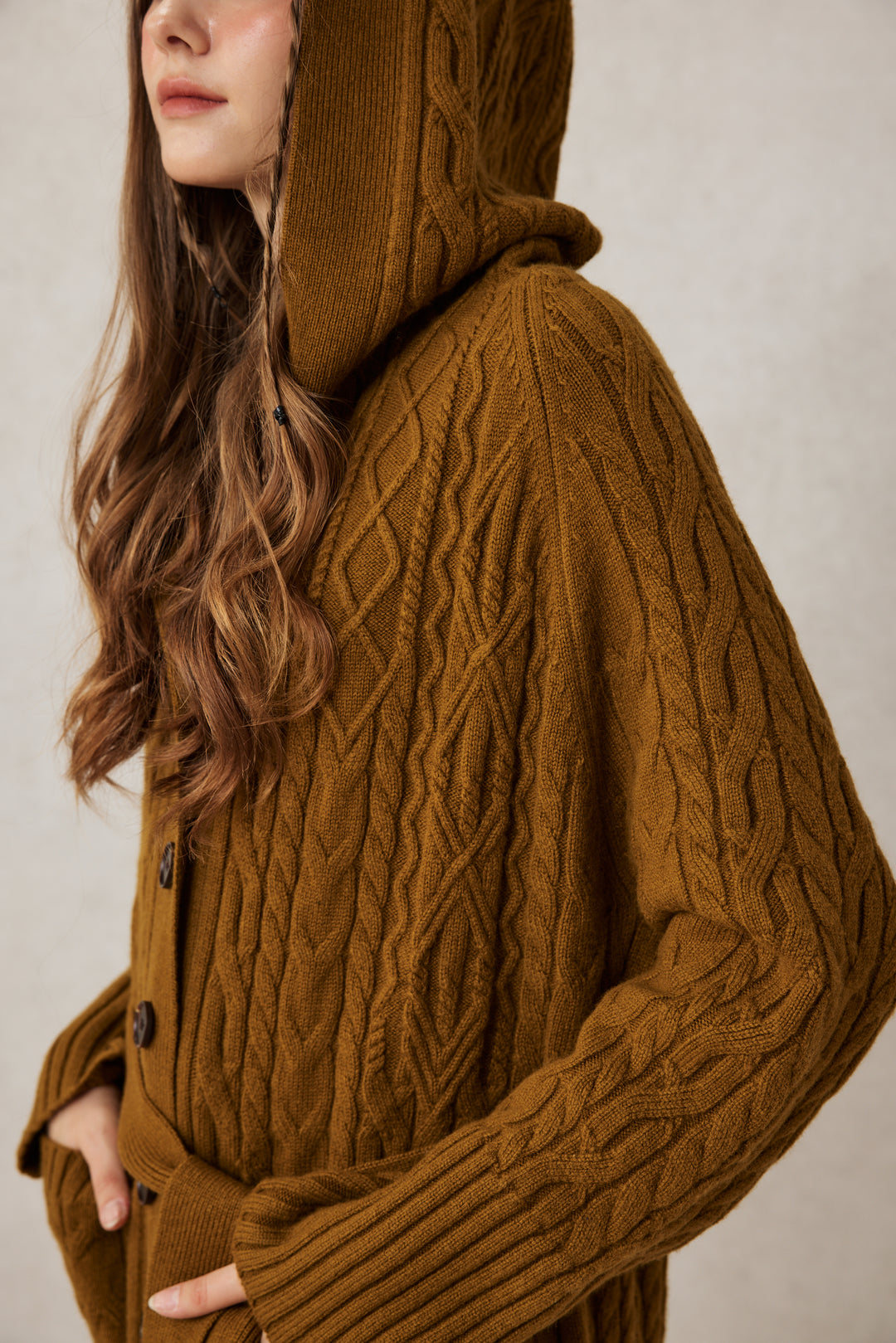 Hudson 15 | 100% wool hooded cardigan coat