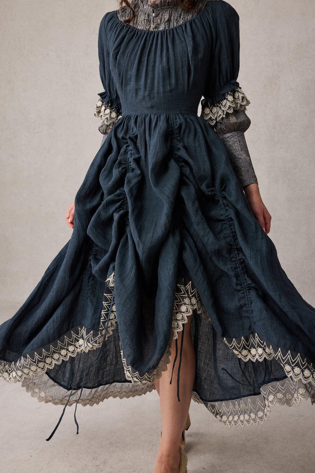 Elowen 27 | Lace Linen dress gown ( 2 way to wear )