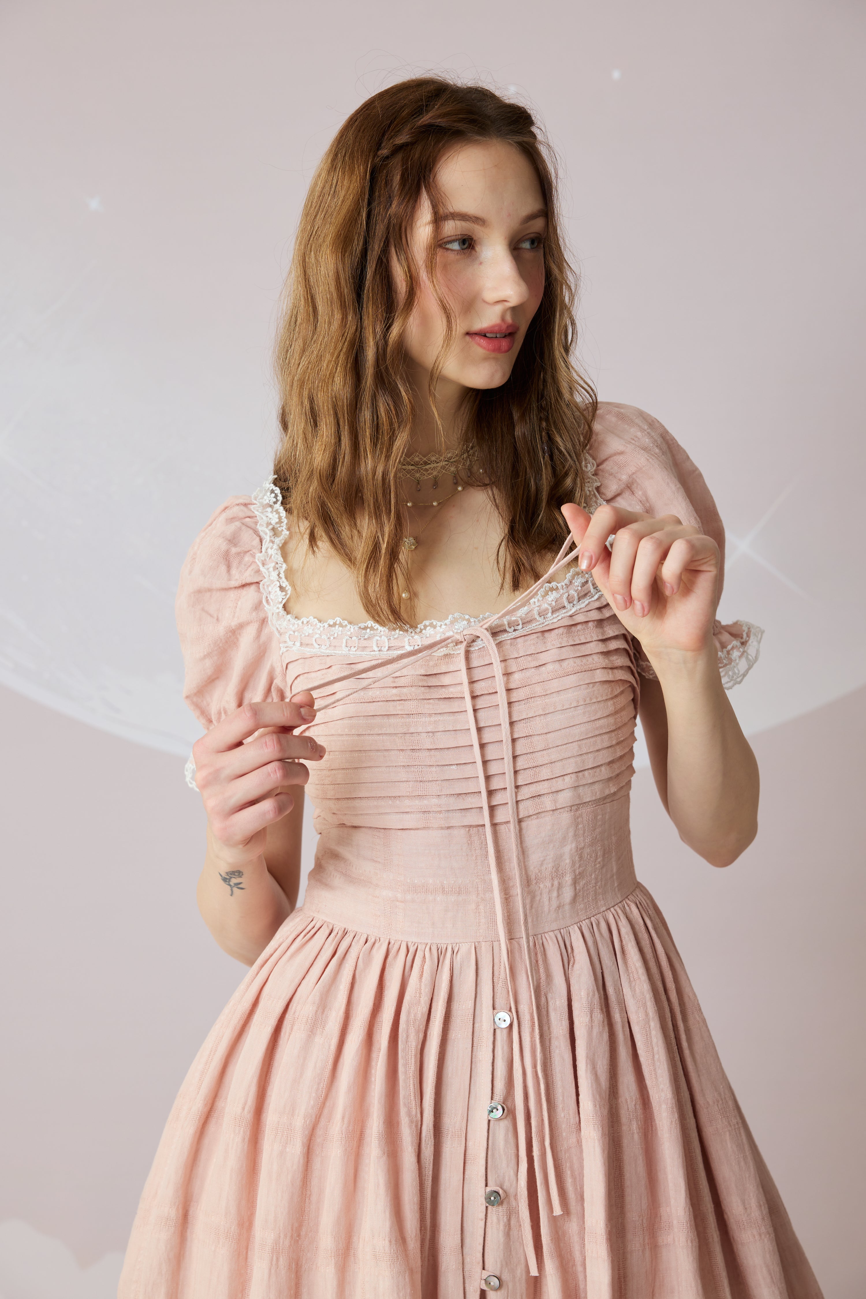 Monet Haze 26 | Fairy layered Linen Dress with pintucks – Linennaive