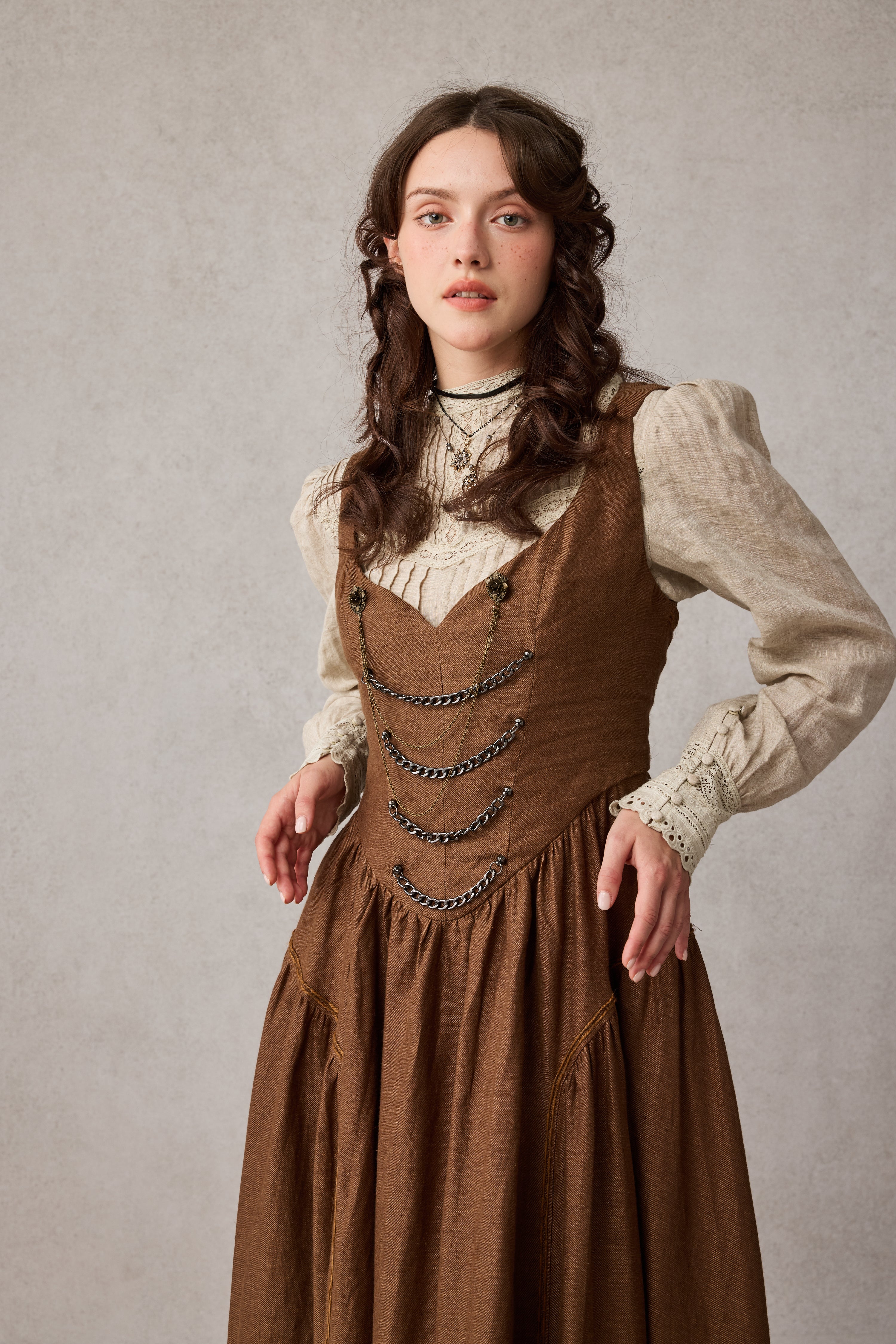 Thistle 26 |Wool corset dress with Metal Chain – Linennaive